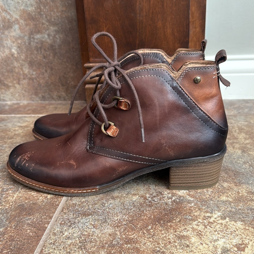 Pikolinos two tone brown leather ankle tie boot size 42/ US 11.5/12 - Picture 15 of 16